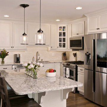 White Cabinetry with Praa Sands Cambria