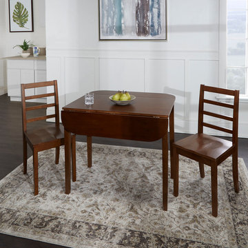 Mason 3 Piece Drop Leaf Dining Set With Ladderback Chairs, Brown