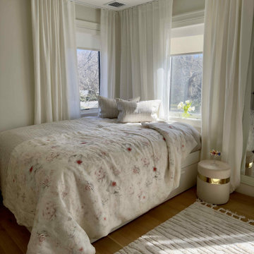 Bedroom with linen curtans