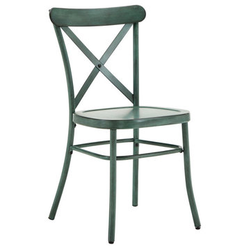 Haley Metal Dining Chairs, Set of 2, Antique Sage