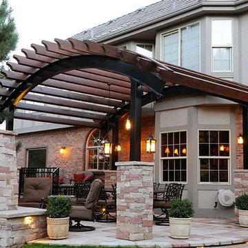 Curved Pergola over Flagstone Patio Denver Colorado