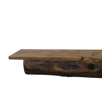 Reclaimed Pine Floating Mantel Shelf, 5.5"x7.5"x60", Chunky, Antique, 1800's
