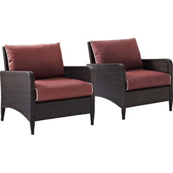 Kiawah 2-Piece Outdoor Wicker Chair Set Sangria and Brown, 2 Armchairs