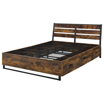 ACME Juvanth Queen Bed With Storage, Rustic Oak and Black