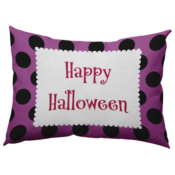 Halloween Happy Halloween Dots Indoor/Outdoor Throw Pillow, Orchid, 14"x20"