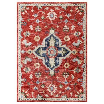 Bright Traditional Medallion Area Rug, 5' x 7'
