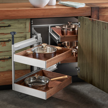 Häfele Fineline Kitchen Accessories in Magic Corner II - Walnut