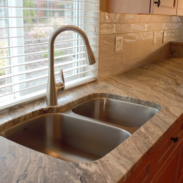 Dazzling "Fantasy Brown Satin" Kitchen Countertops