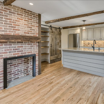 Old Mill Thin Brick Fireplace Surround and Kitchen Backsplash