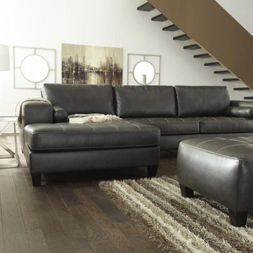 Nokomis Charcoal LAF Leather Sectional Sofa