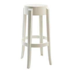 Kartell - Charles Ghost Stools, 30", Matte Glossy White, Set of 2 - Outdoor Bar Stools And Counter Stools