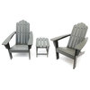 Marina Poly Outdoor Patio Adirondack Chair and Table Set, Gray