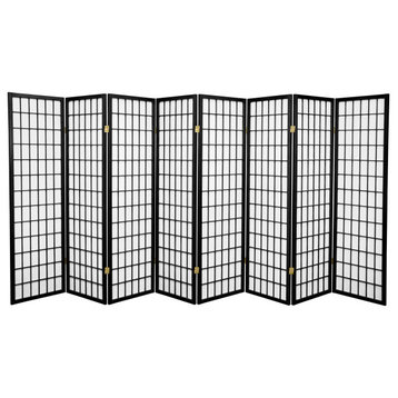 Modern Room Divider, Japanese Design & Window Like Rice Paper Panels, Black