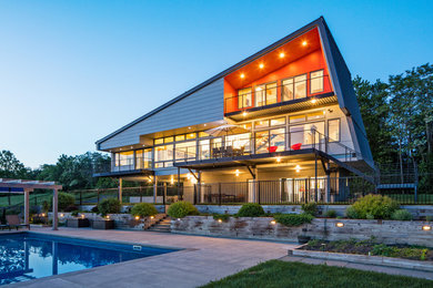 Example of a minimalist exterior home design in New York
