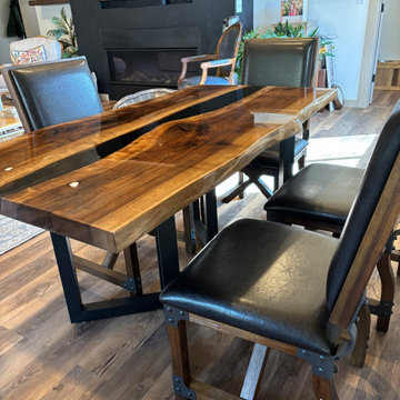 Custom Black Walnut Live Edge Black River Epoxy Table