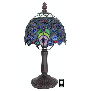 Ravishing Peacock Petite Tiffany-Style Table Lamp