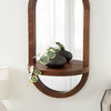 Hutton Wood Framed Capsule Mirror With Shelf, Walnut Brown, 12x24