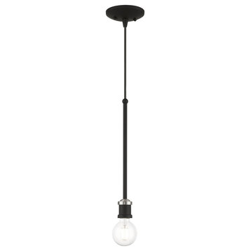 Lansdale 1 Light Black With Brushed Nickel Accents Single Pendant