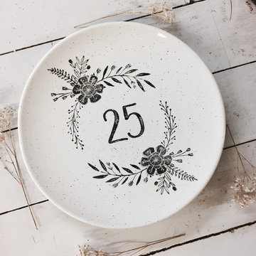 Hand Painted 25th Anniversary Serving Plate