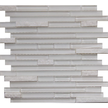 12"x12" Glass and Stone Mosaic Tile, Freeze, Strips, Set of 5