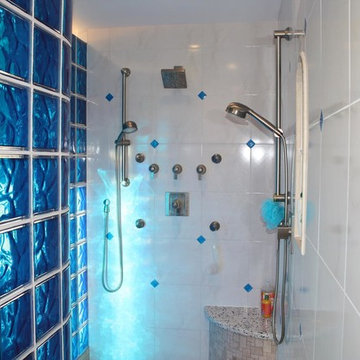 Colored and Curved Glass Block Shower Middleton Wisconsin