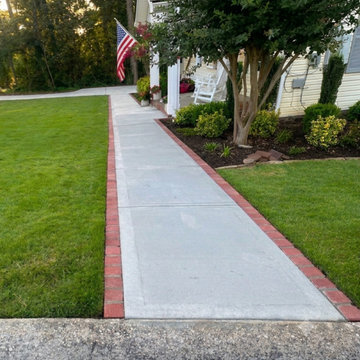 New Garage Foundation, Concrete Driveway & Brick Border Sidewalk