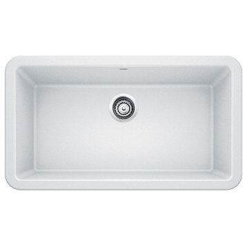 Blanco Ikon 33"x19" Granite Single Bowl Farmhouse/Apron Front Kitchen Sink, Whit