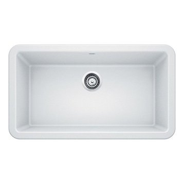 Blanco Ikon 33"x19" Granite Single Bowl Farmhouse/Apron Front Kitchen Sink, Whit