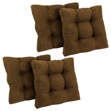 19" Squared Microsuede Tufted Dining Chair Cushion, Set of 4, Chocolate Brown