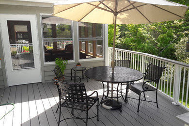 Inspiration for a mid-sized contemporary backyard outdoor kitchen deck remodel in Minneapolis