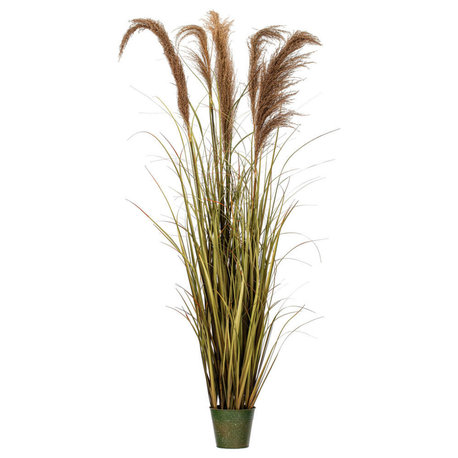 Vickerman 55" Artificial Potted Green Grass and Natural Reeds
