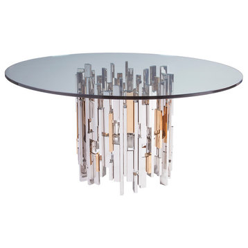 Cityscape Round Dining Table With Glass Top