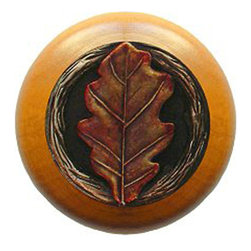 Inviting Home Inc. - Oak Leaf Maple Wood Knob, Hand-Tinted Brass - Cabinet And Drawer Knobs