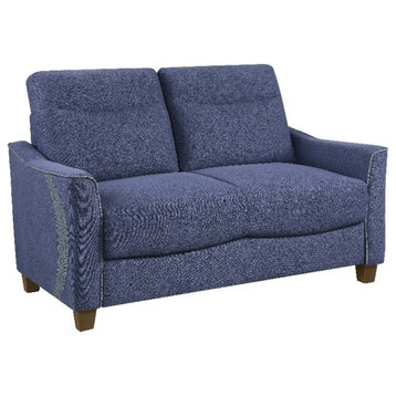 Lexicon Harstad Fabric Upholstered Love Seat in Blue Color