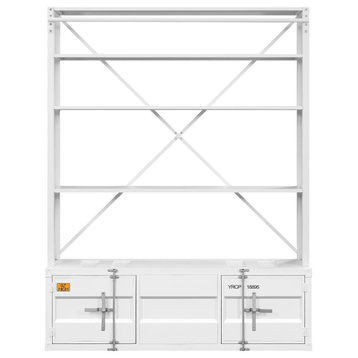 ACME Cargo Bookshelf and Ladder, TV Stand, White