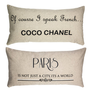 Coco Chanel Quote Paris Double Sided French Linen Pillow Gift for