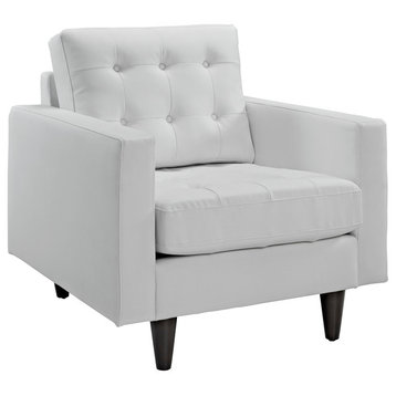Modern Contemporary Living Room Leather Armchair White