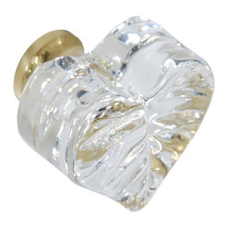 CKP - Glass Leaf Knob With Brass Base - Cabinet And Drawer Knobs
