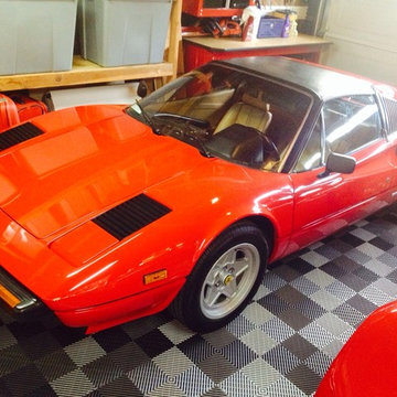 RaceDeck Garage Flooring with Red Ferrari ( 'Magnum PI )