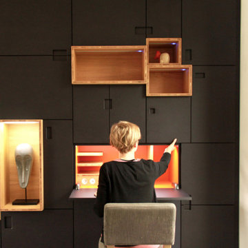 Aménagement bibliothèque / bureau / bar