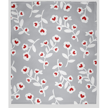 60x80" Valentines Floral Throw Blanket, Grey