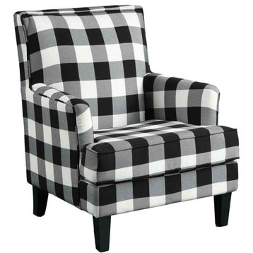 Best Master Furniture Saladin 30" Transitional Fabric Arm Chair in Black/White