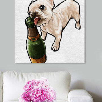 Oliver Gal 'Frenchie and Bubbly' Canvas Art