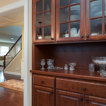 Dining Room Built-Ins with Cherry Cabinets and Countertops