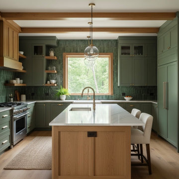 Eco-Friendly Kitchen with Natural Wood Cabinetry + High-Efficiency Appliances
