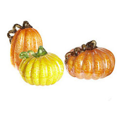Glass Pumpkin Patch - Set of 3 - Holiday Decorations
