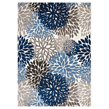 Calithea Vintage Classic Abstract Floral 5"x8" Area Rug
, Blue, Brown/Beige