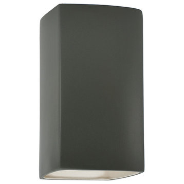 Ambiance Small Rectangle Wall Sconce, Closed, Pewter Green, LED