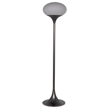 Noir Furniture Industrial Steel Drop Floor Lamp With Gun Metal Finish PZ012GM