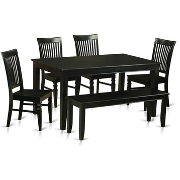 6-Piece Kitchen Table Set, Table And 4 Kitchen Chairs Coupled With Bench